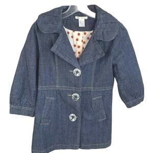 Hot & Delicious Womens Denim Jacket Y2K Boho 90's Hearts Minimalist Street M